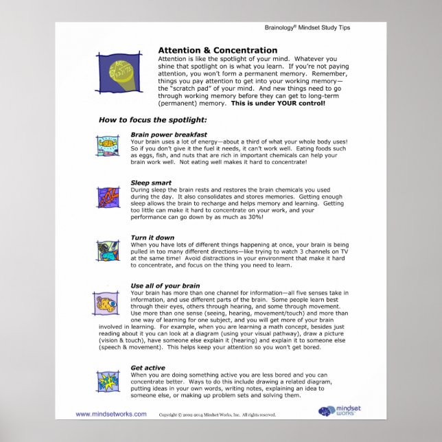 Brainology® Poster 3: Varning och koncentration (Framsidan)