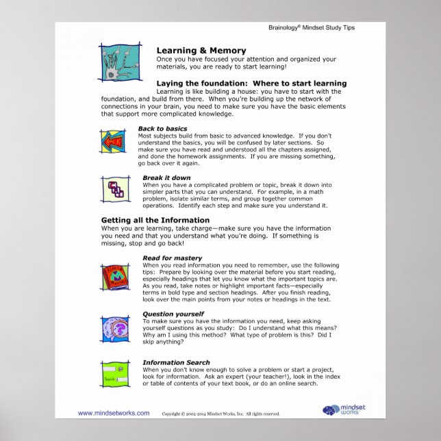 Brainology® Poster 5: Inlärning och minne (Framsidan)