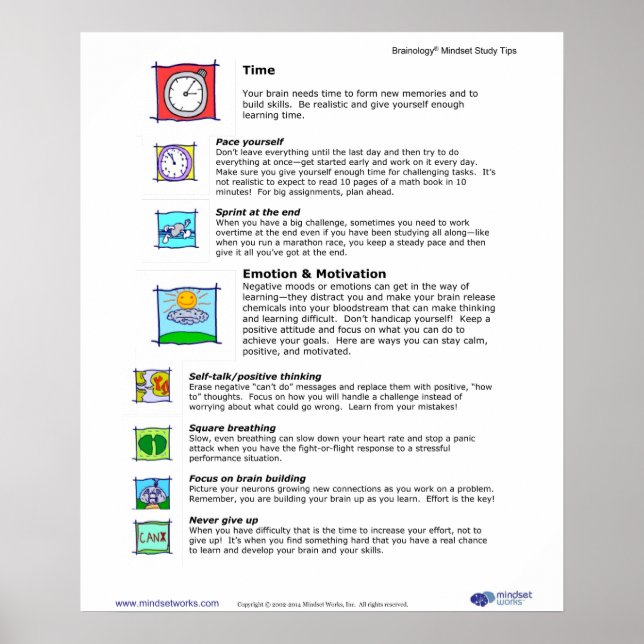 Brainology® Poster 7: Managing Time and Känslor (Framsidan)