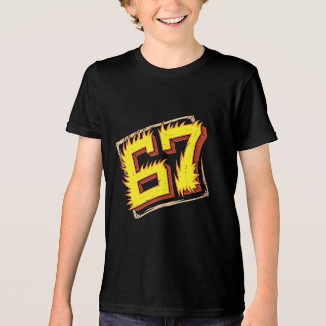 Brainrot 67: Nummer på Eld T Shirt (Framsida)