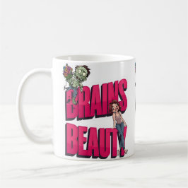 Brains & Beauty - Zombie Humor Design Kaffemugg