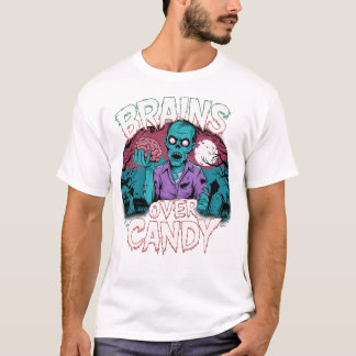 Brains & Blood Splatter - Scary Zombie Graphic Tee
