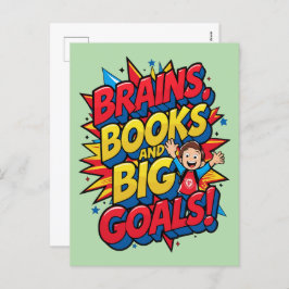 Brains Bokar och Big Goals - Roligt Back to School Helg Vykort