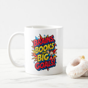 Brains Bokar och Big Goals - Roligt Back to School Kaffemugg