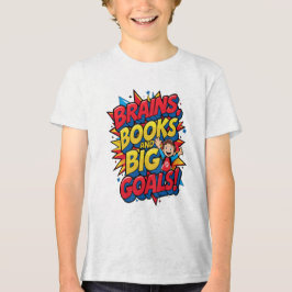 Brains Bokar och Big Goals - Roligt Back to School T Shirt