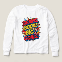 Brains Bokar och Big Goals - Roligt Back to School T Shirt