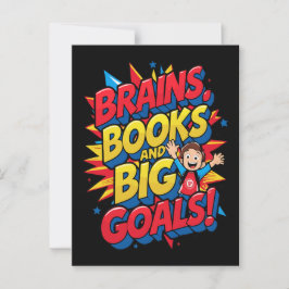 Brains Bokar och Big Goals - Roligt Back to School Vykort