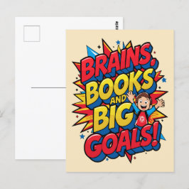 Brains Bokar och Big Goals - Roligt Back to School Vykort