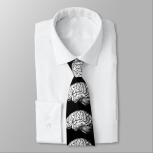 Brains Macabre Silky Avsluta Black & White Necktie Slips