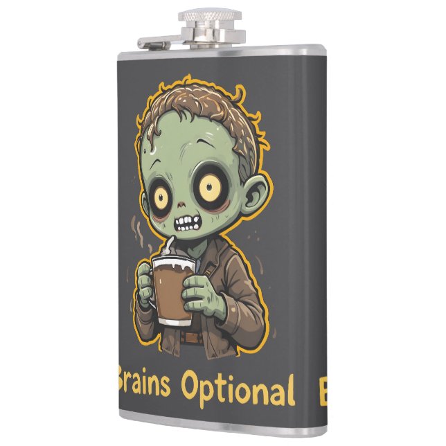 Brains Optional Zombie Coffee Funny Cute Undead  Fickplunta (Vänster)