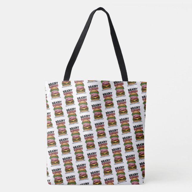 Brainy Burgers Tote Bag Tygkasse (Framsida)