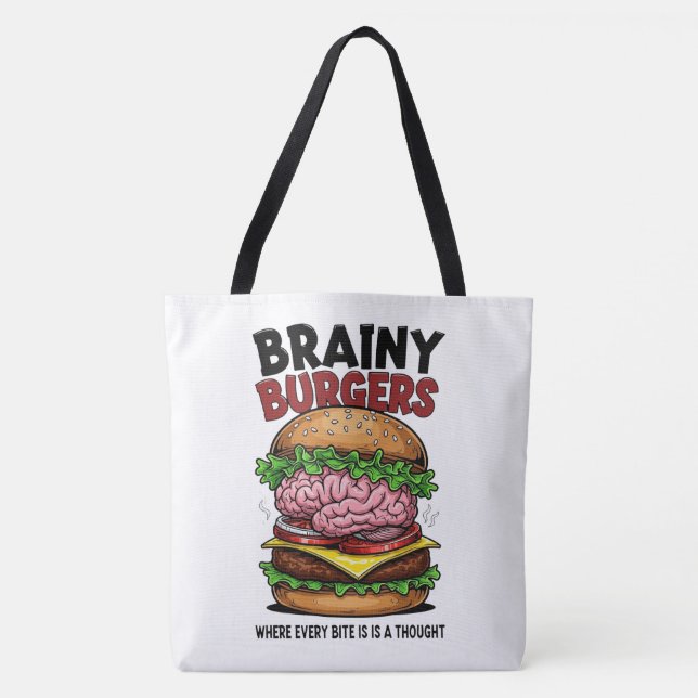 Brainy Burgers Tote Bag Tygkasse (Framsida)