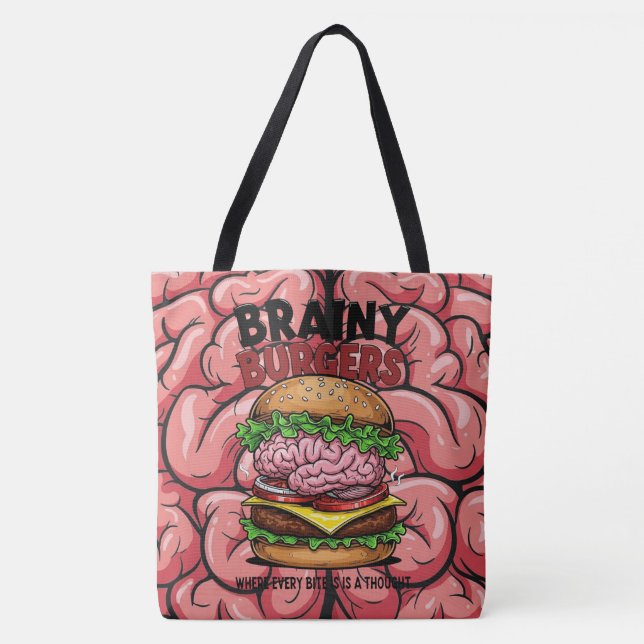Brainy Burgers Tote Bag Tygkasse (Framsida)