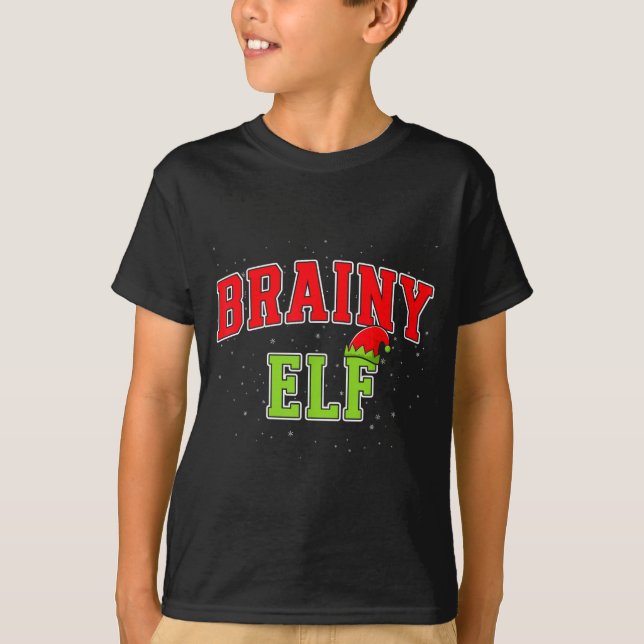 Brainy Elf Christmas Family Matching Group Xmas  T Shirt (Framsida)