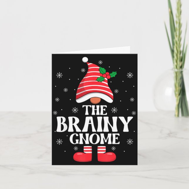 Brainy Gnome Christmas Family Matching Group Funny Kort (Framsida)