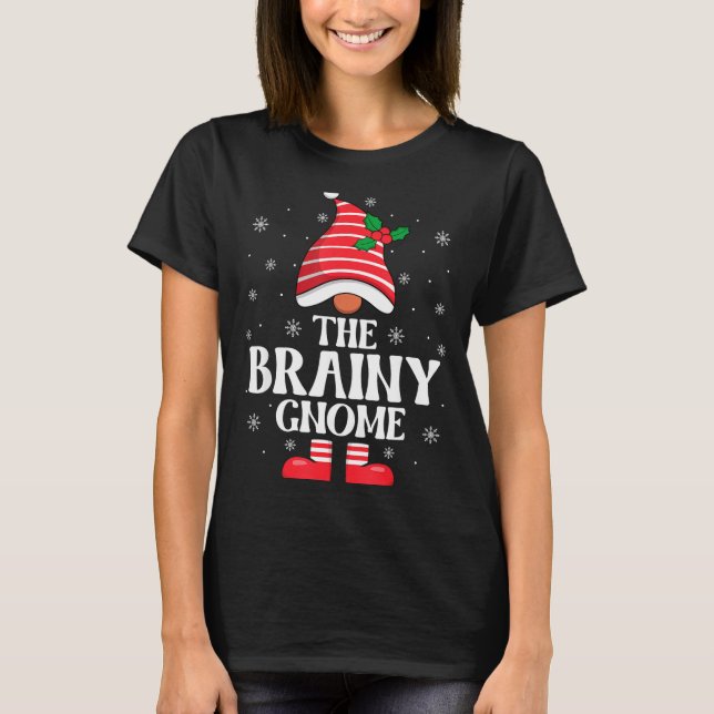 Brainy Gnome Christmas Family Matching Group Funny T Shirt (Framsida)