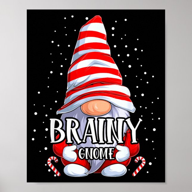Brainy Gnome Christmas Pajamas Matching Family Gro Poster (Framsidan)