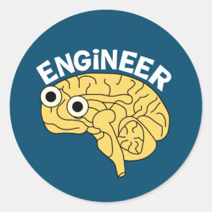Brainy Ingenjör Runt Klistermärke