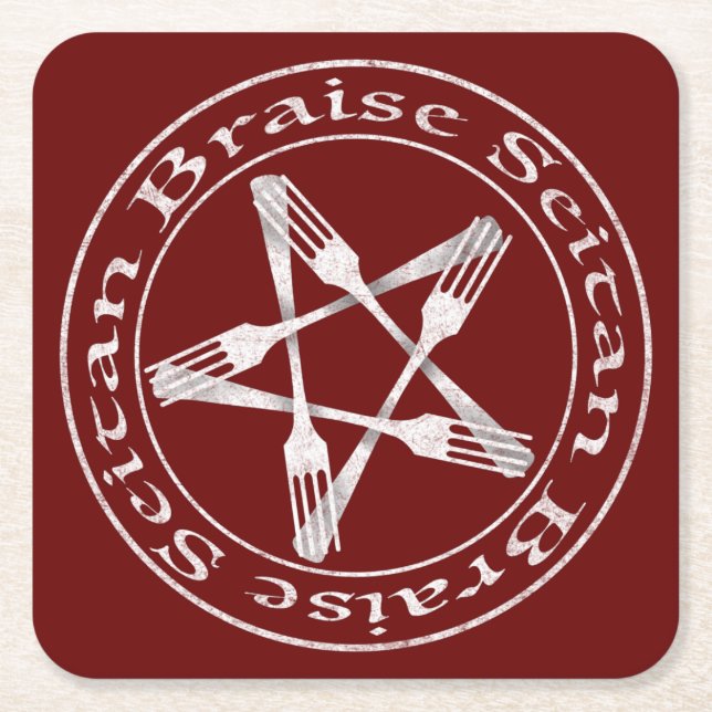 Braise Seitan Vegan Pentagram (ljusversion) Underlägg Papper Kvadrat (Framsidan)