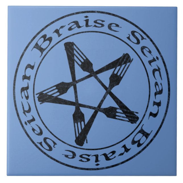 Braise Seitan Vegan Pentagram (mörk version) Kakelplatta (Framsidan)