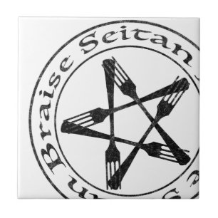 Braise Seitan Vegan Pentagram (mörk version) Kakelplatta