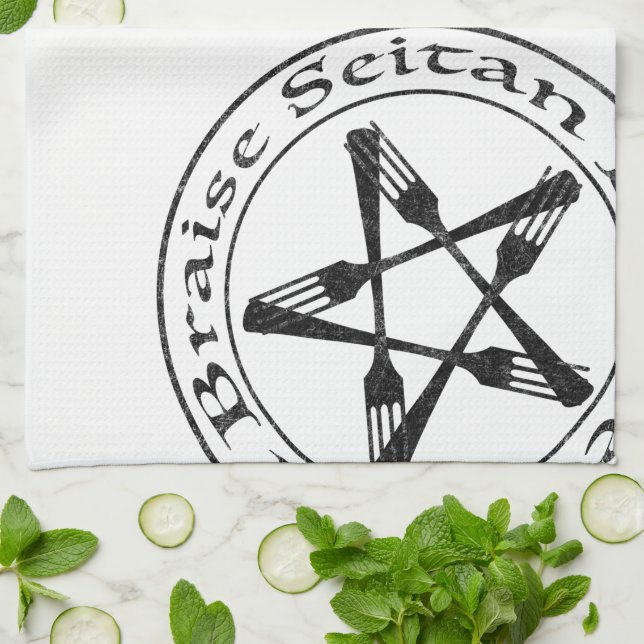 Braise Seitan Vegan Pentagram (mörk version) Kökshandduk (Vikta)