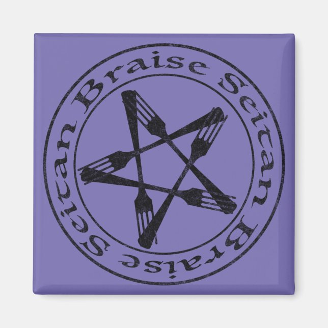 Braise Seitan Vegan Pentagram (mörk version) Magnet (Framsidan)