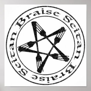 Braise Seitan Vegan Pentagram (mörk version) Poster