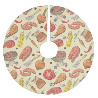 Bråk, grill, handdragen, sömlös bakgrund. julgransmatta borstad polyester