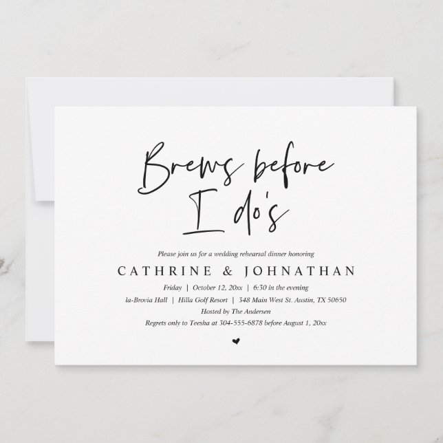 Bråka innan jag är, Bröllop Rehearsal Dinner Inbjudningar (Framsida)