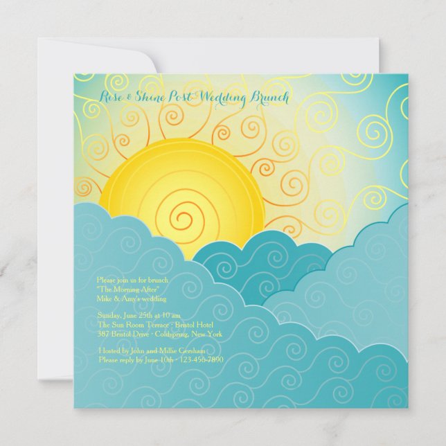 Braking Sol Post Bröllop Brunch Inbjudningar (Framsida)