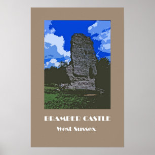 Bramber Castle 1920-talets retro-stil-poster Poster