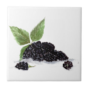 Bramble björnbär: vattenfärg kakelplatta