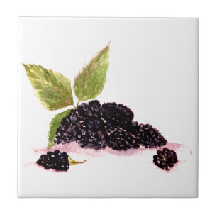 Bramble björnbär: vattenfärg kakelplatta