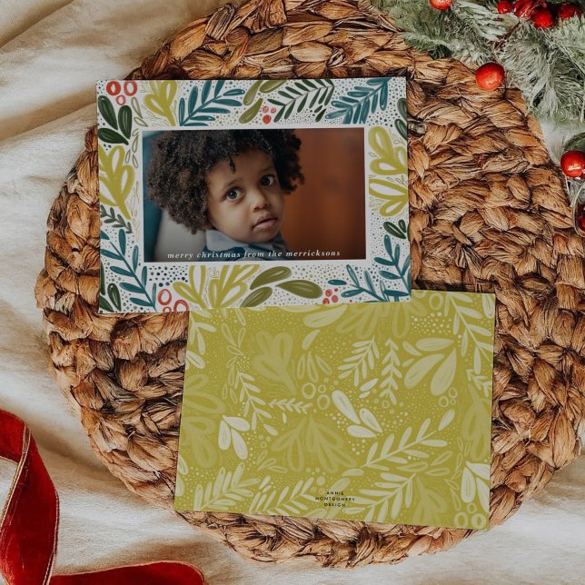 Bramble | Festivt botaniskt foto Julkort (Bramble | Festive Botanical Photo Holiday Card)