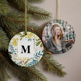 Bramble | Monogram foto för botanisk Anpassningsba Julgransprydnad Keramik