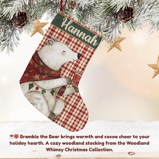Bramble the Bear | Woodland Whimsy  Liten Julstrumpa (Whimsical woodland animal holiday stocking)