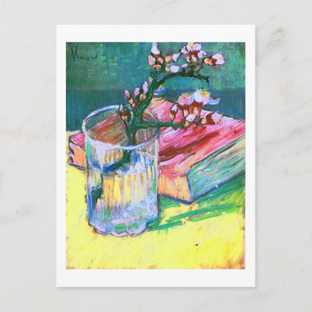 Bran Blossoming Almond Gren Glass Bok Van Gogh Vykort (Framsida)
