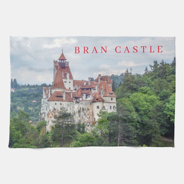 Bran Castle panoramic view tea towel Kökshandduk (Horisontell)
