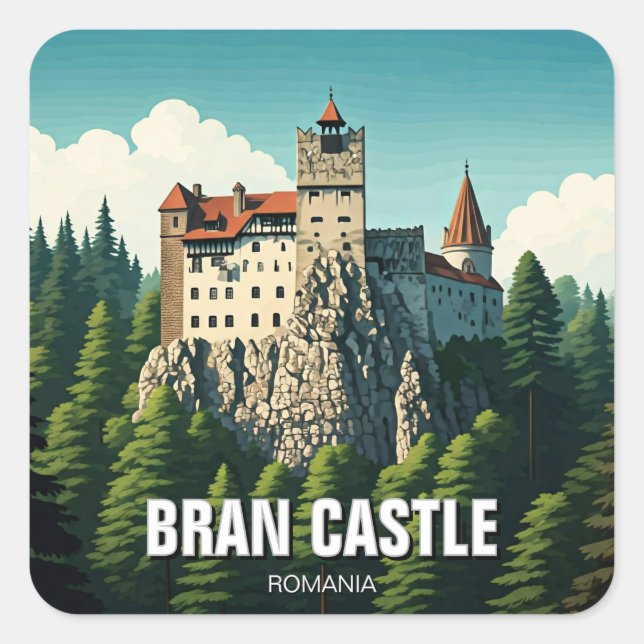 Bran Castle Rumänien Fyrkantigt Klistermärke (Framsida)
