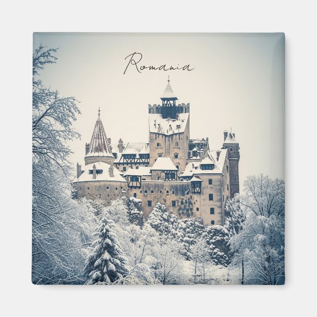 Bran Castle Rumänien Winter Magnet (Framsidan)