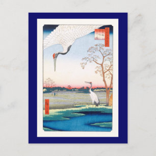 Bran Cranes Minowa Kanasugi Mikawashima Hiroshige Vykort