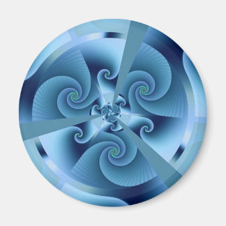 Bran Fractal Art, vacker blå Spiral Magnet
