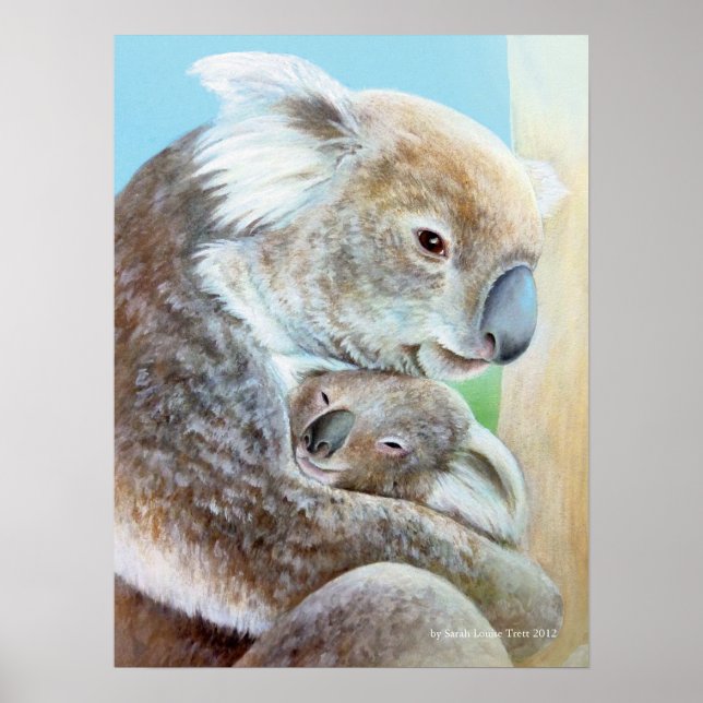 Bran i Koala cuddle porträtt är utskriven Poster (Framsidan)