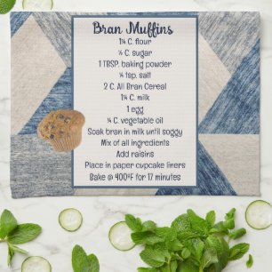Bran Muffin-recept på Abstrakt Blue Kökshandduk