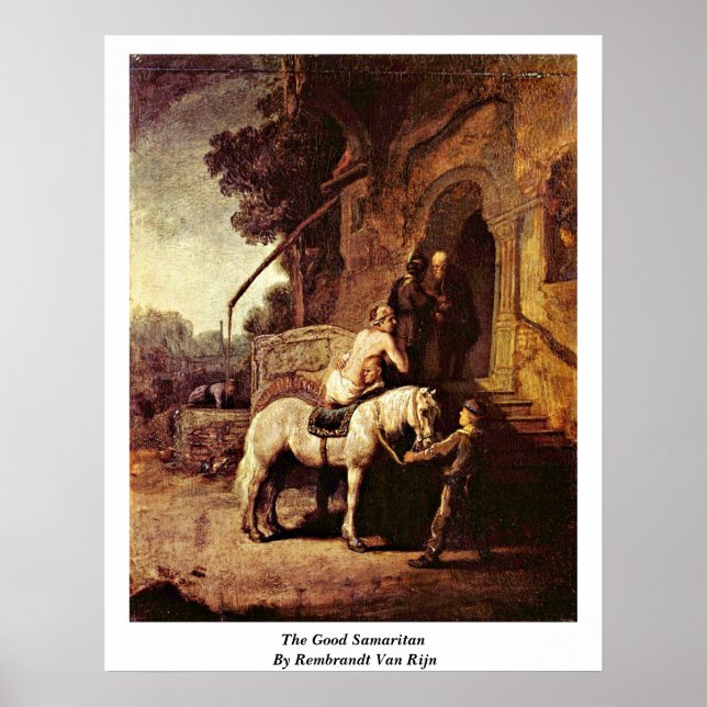 Bran Samaritan av Rembrandt Van Rijn Poster (Framsidan)