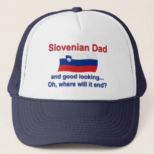Bran tittar den slovenska pappan truckerkeps