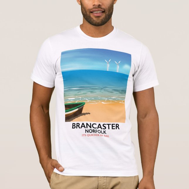 Brancaster Norfolk Railway Beach resemålningaffisc Tee (Framsida)