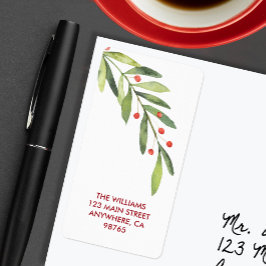 Branch and Berries Christmas Return Address Adressetikett