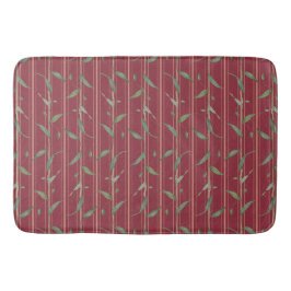 Branch of leaves on red wallpaper shower curtain badrumsmatta